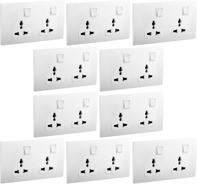RACO Legrand Mallia Senses Multi Gang Switched Socket Outlet White Screw Type Terminals 16 A 250V