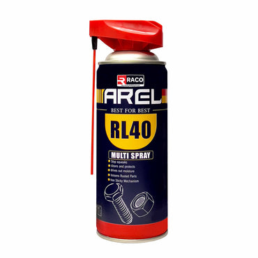RACO AREL RL40 Multi Spray All-Purpose Lubricant and Cleaner for Home, Garage, and Industrial Use Rust Protection, Grease Removal, and Squeak Reduction 450ml