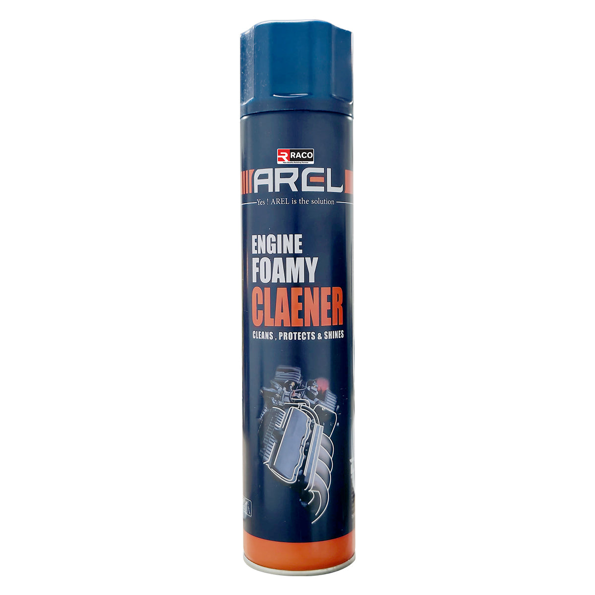RACO Arel Engine Foamy Cleaner Spray, Cleans, Protects & Shines Engine Surfaces – Powerful Degreaser for Oil, Dirt & Grime Removal | Easy to Use Formula for Cars, Bikes & Machinery, 750ml