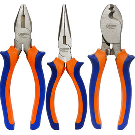 RACO Master 3 Piece 160mm Plier Set | Soft Grip Hand Tools Kit | Combination, Diagonal Cutting, Long Nose | DIY Projects and Home Maintenance