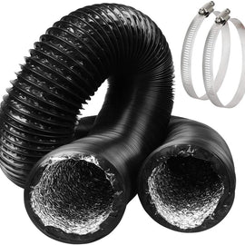 RACO Aluminium Duct Flexible PVC Coated Dryer Vent Hose for Heating Cooling Ventilation and Exhaust Fan Black