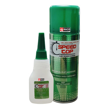 RACO Speed Top Fast Adhesive Spray MDF Kit Activator, Universal Fast Professional Adhesive Accelerator for MDF, Wood, Rubber, Leather, Plastic – 200+50ml