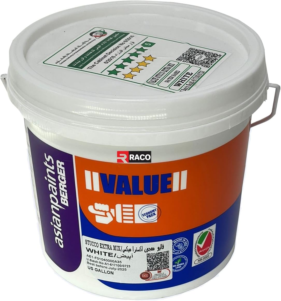 RACO Asianpaints Berger Value Stucco Extra Mix Water Based Putty Filler White