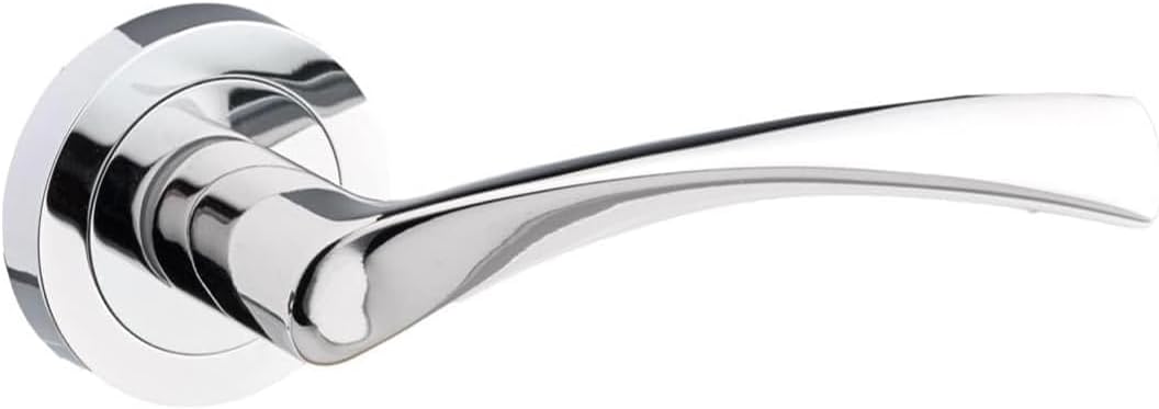 RACO Doorfit Door Handles Premium Stainless Steel, T-bar Lever Latch Rose Door Handle, Ideal for Internal Wooden Doors for Home and Office