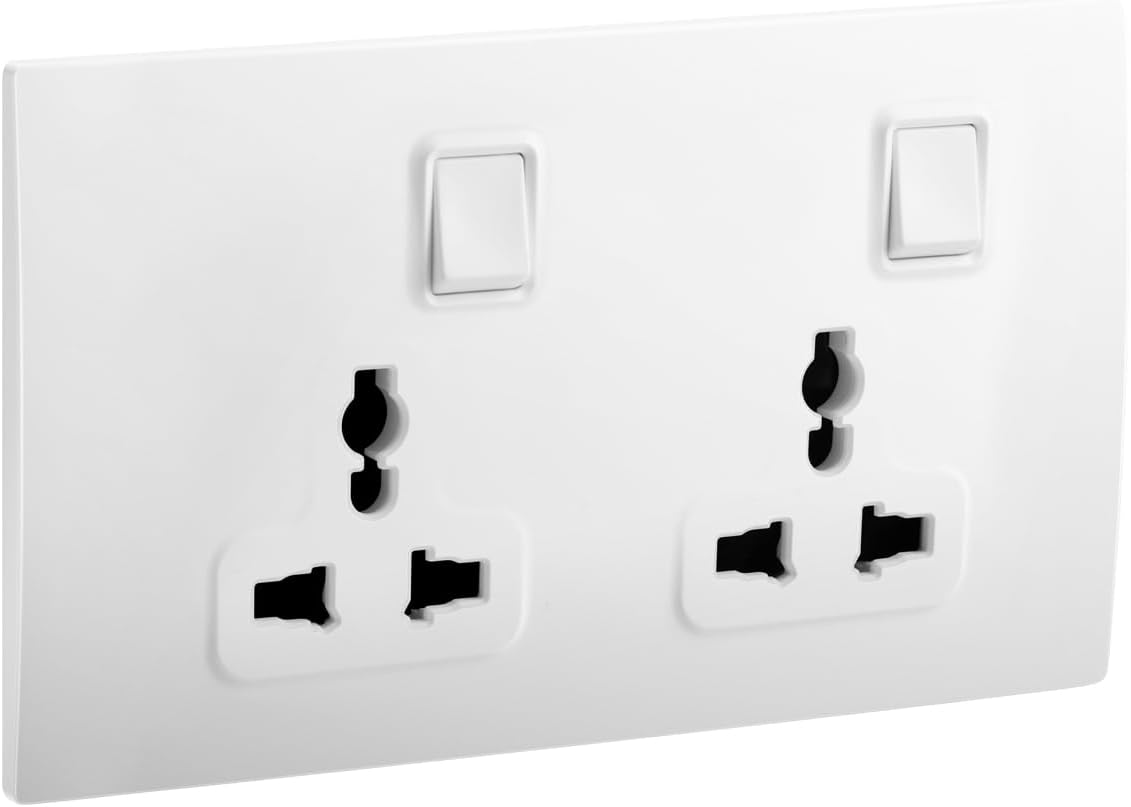 RACO Legrand Mallia Senses Multi Gang Switched Socket Outlet White Screw Type Terminals 16 A 250V