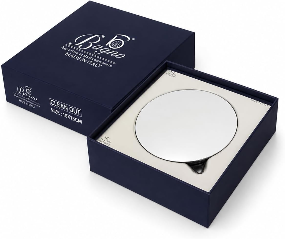 RACO Bagno Premium Stainless Steel Floor Drain | 304 SS Heavy Duty Bathroom Drain | 10x10 cm & 15x15 cm | Anti-Clog Removable Strainer | Brushed Finish | Made in Italy (COB15MG)