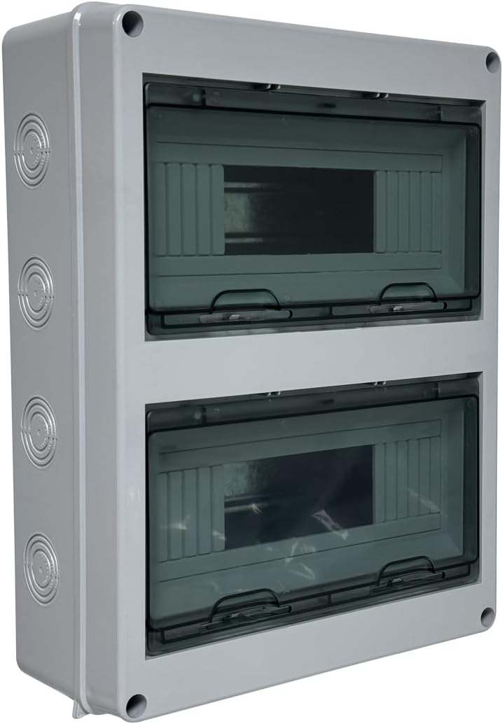 RACO MCB Distribution Box - 18-Way IP65 Waterproof Circuit Breaker Box Featuring a Transparent ABS Plastic Cover, Ideal for Household, Industrial, and Commercial Use.