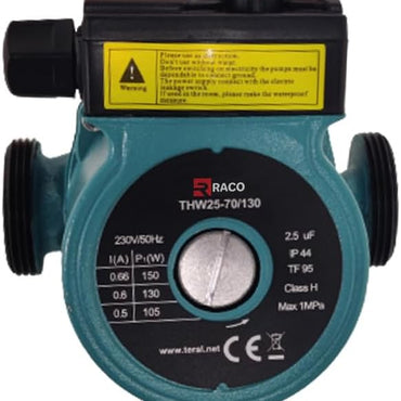 RACO Teral Hot Water Circulation Pressure Boosting Pump with 3-Speed Control for Domestic Plumbing | Hot-and-Cold Water Circulation System-THW25-70/130