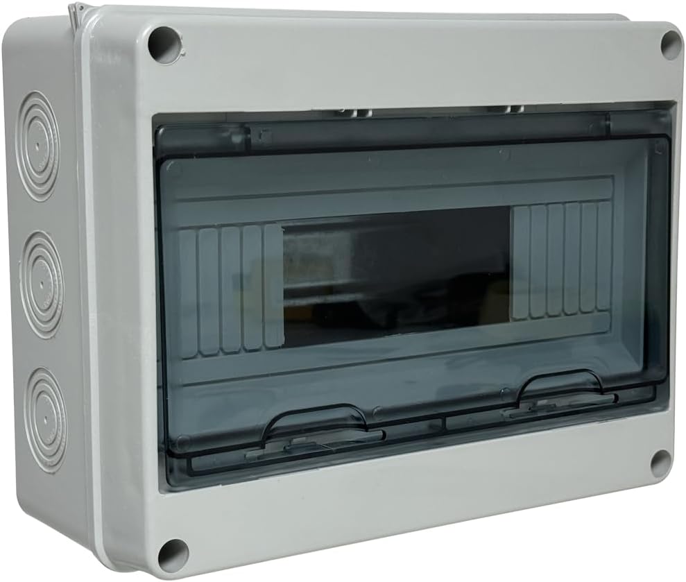 RACO MCB Distribution Box - 18-Way IP65 Waterproof Circuit Breaker Box Featuring a Transparent ABS Plastic Cover, Ideal for Household, Industrial, and Commercial Use.