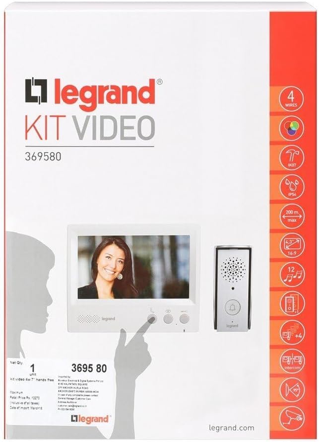 Legrand - 7inch video intercom kit, 4-wires, hands-free