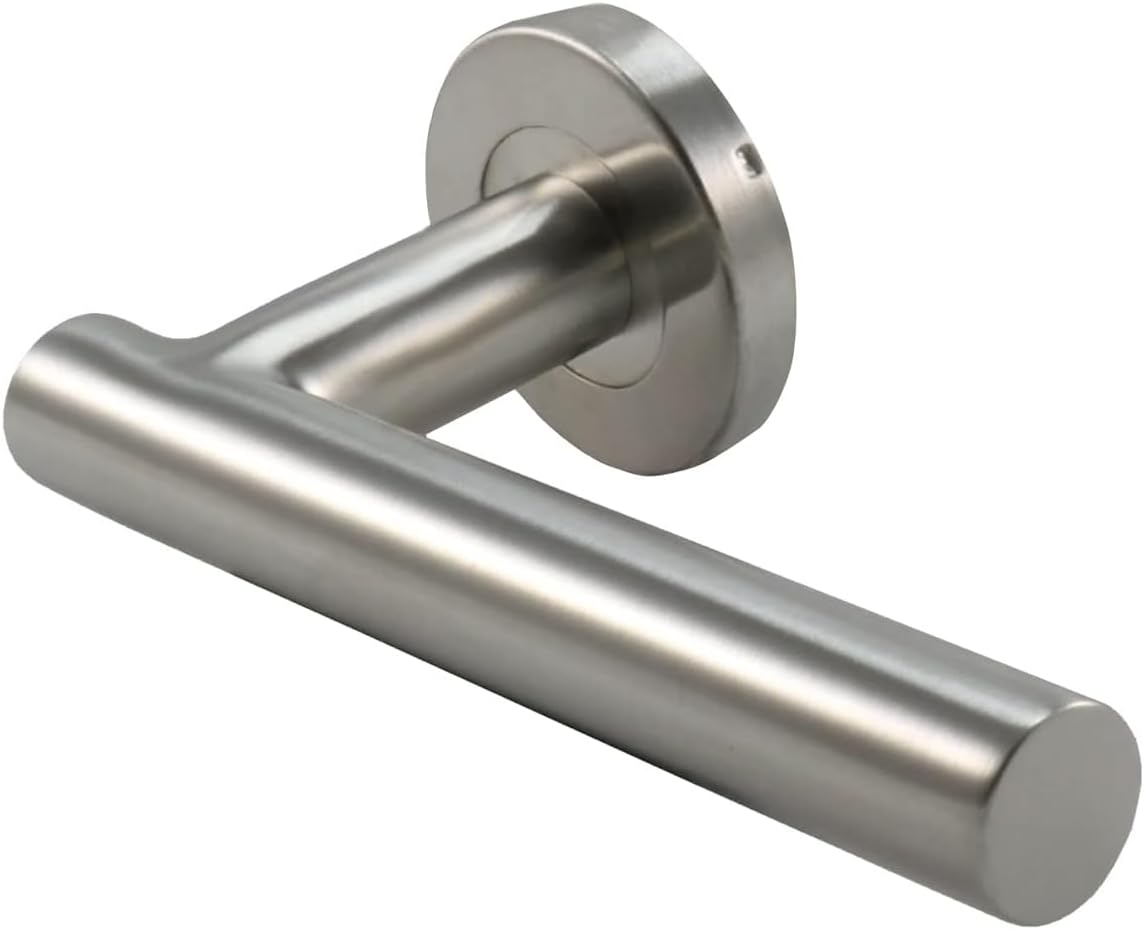RACO Doorfit Door Handles Premium Stainless Steel, T-bar Lever Latch Rose Door Handle, Ideal for Internal Wooden Doors for Home and Office