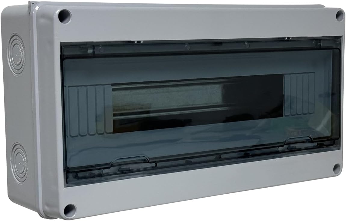 RACO MCB Distribution Box - 18-Way IP65 Waterproof Circuit Breaker Box Featuring a Transparent ABS Plastic Cover, Ideal for Household, Industrial, and Commercial Use.