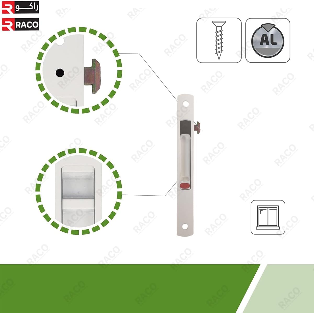 RACO Aluminium Sliding Door Lock Set | Modern and Simple Sliding Door Flush Latch | Sliding Glass Door Handle Set | Suitable for Sliding Doors and Windows