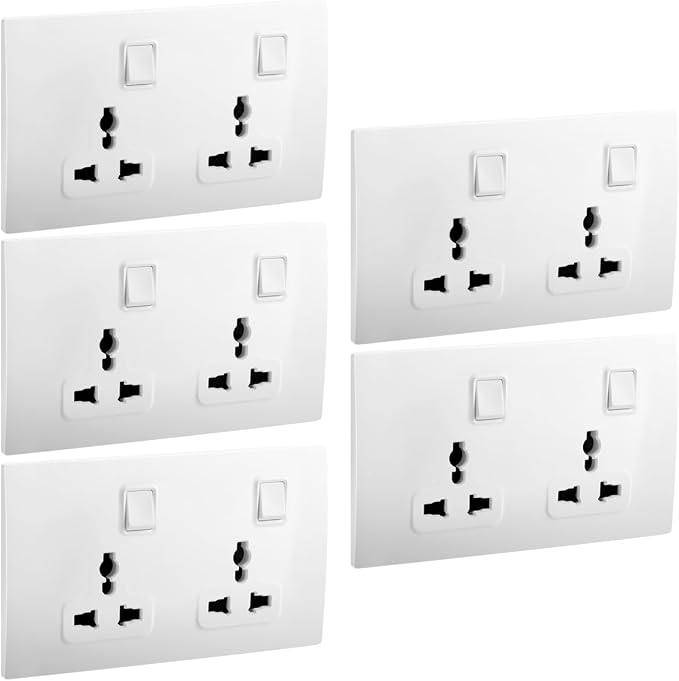 RACO Legrand Mallia Senses Multi Gang Switched Socket Outlet White Screw Type Terminals 16 A 250V