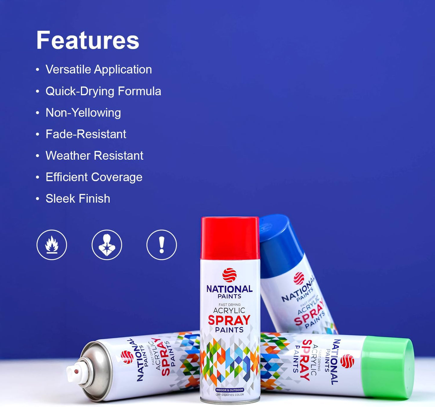 National Paints Fast Drying Acrylic Spray Paint, Premium Multi Surface Paint, Durable Finish, Easy to Use - 400ML