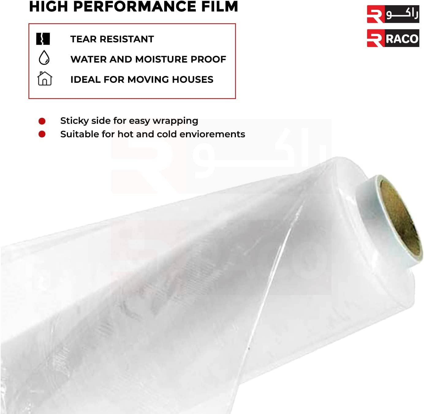 RACO Stretch Film/Wrap Cling Durable Adhering Packing Moving Packaging Heavy Duty Shrink Film Pallet Wrapping