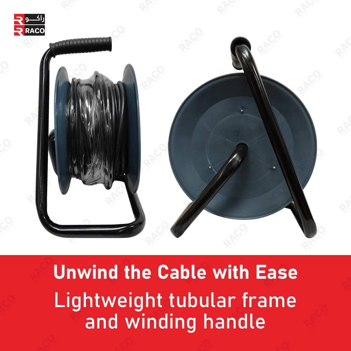 RACO Maxwell Heavy Duty 13A Cable Reel Extension | 4 Universal Sockets with Handle, ESMA Approved, PVC Wheel (25 Metre)