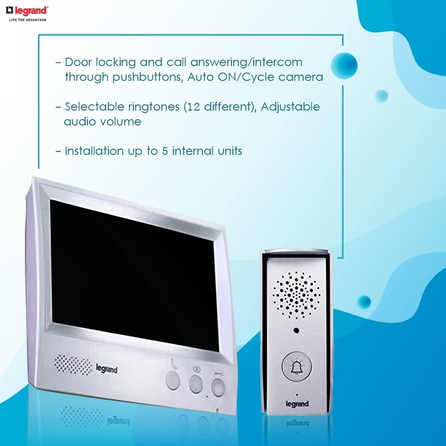 Legrand - 7inch video intercom kit, 4-wires, hands-free