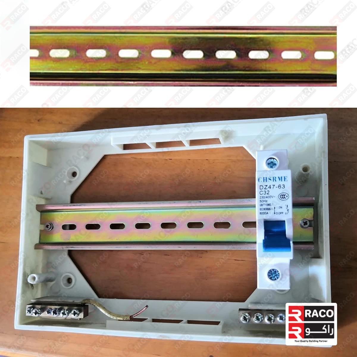 RACO MCB Mounting DB Rail DIN Rail Slotted Iron Mounting Guide
