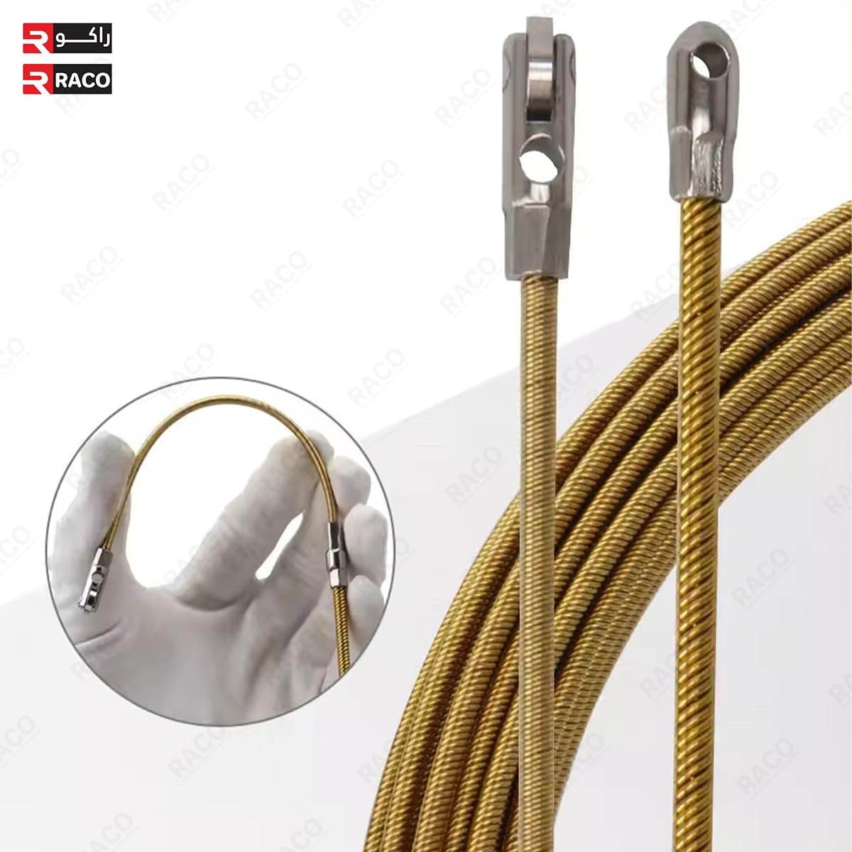 RACO Giffex Cable Pulling Spring, Cable Guider Puller, Universal Wire Puller Tool, Electrical Wire Threader, Wiring Installation Tool Gold 4MM