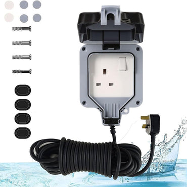 RACO Waterproof Socket Extension Board | Heavy-Duty Cable Power Cord Socket Cover | IP66 Rated 13A UK Plug,220-250V Socket, Ideal for Various Outdoor Uses (Single Socket)