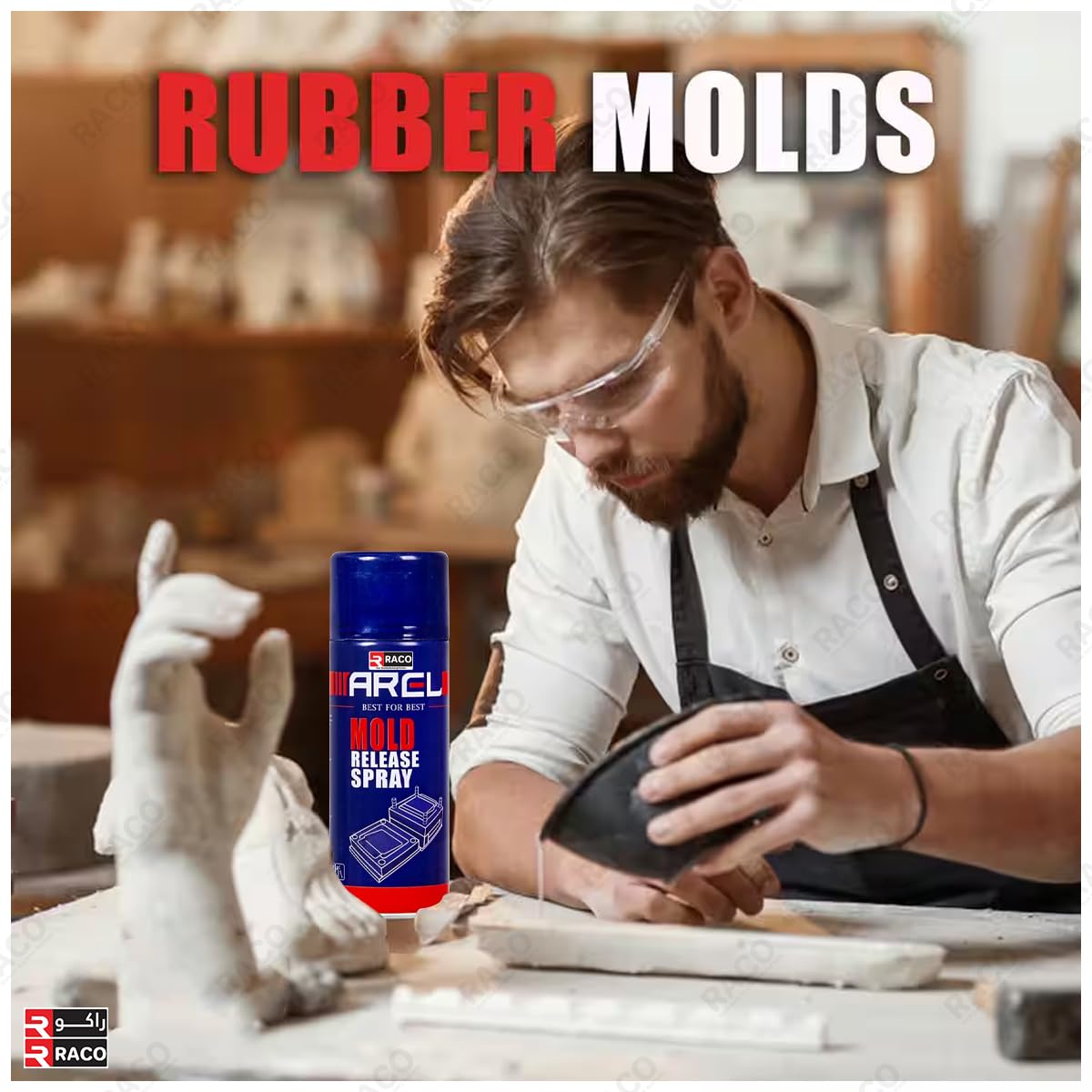RACO Arel Mold Release Spray Non-Stick Lubricant for Smooth Mold Ejection, Ideal for Plastic, Rubber, and Metal Casting | High-Temperature Resistant, Easy Application, 450ml