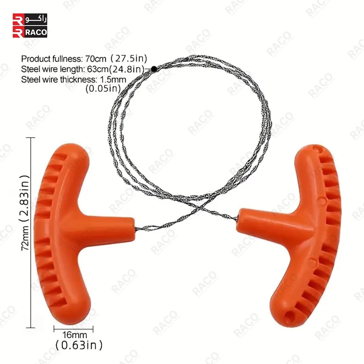 RACO Wire Saw, Steel Wire Saw Scroll, Hand Pocket Serrated Cutting Cable, PVC Pipe Cable Saw, Wire Saw for Bushcraft Gear Hunting Hiking Tree Cutting
