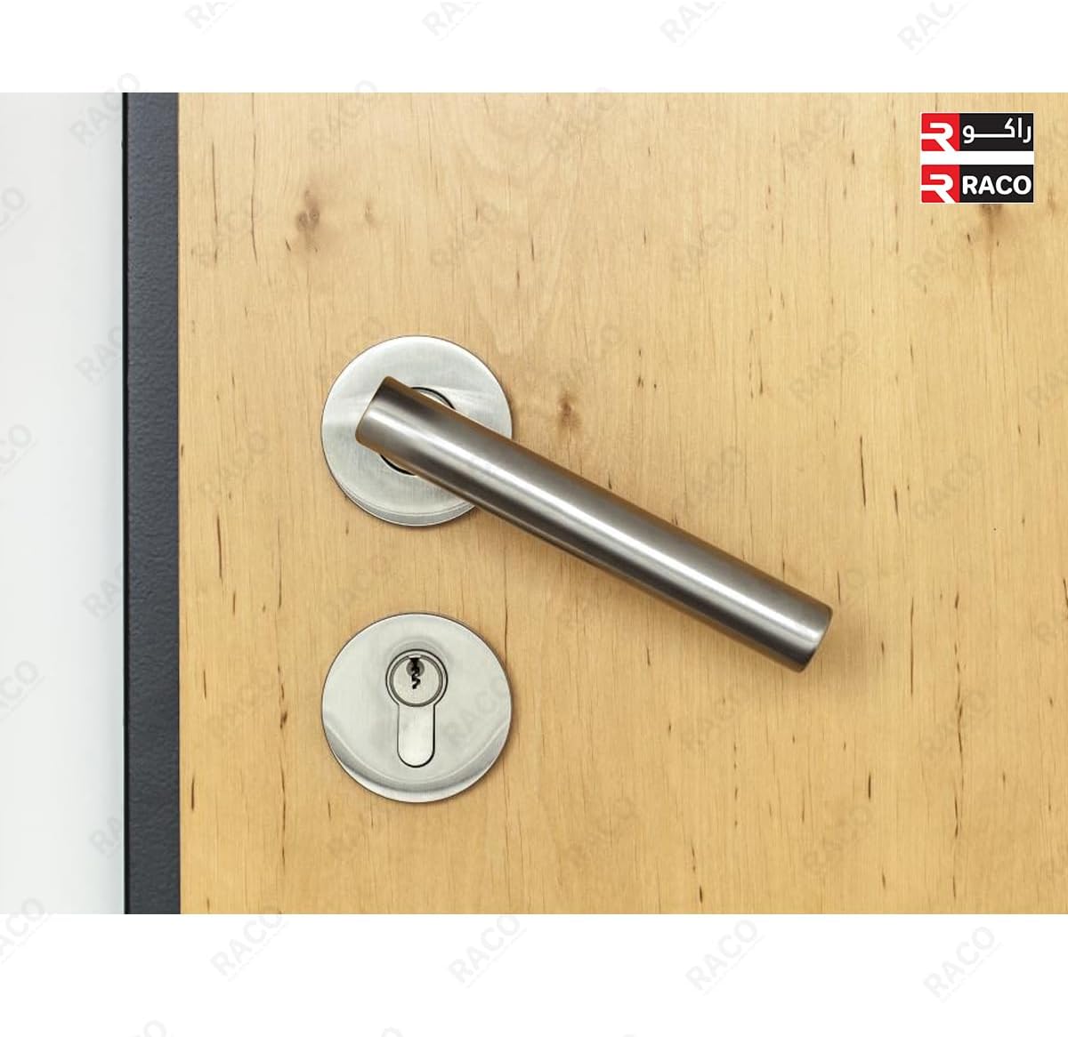 RACO Doorfit Door Handles Premium Stainless Steel, T-bar Lever Latch Rose Door Handle, Ideal for Internal Wooden Doors for Home and Office