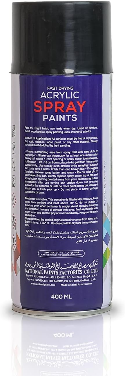 National Paints Fast Drying Acrylic Spray Paint, Premium Multi Surface Paint, Durable Finish, Easy to Use - 400ML