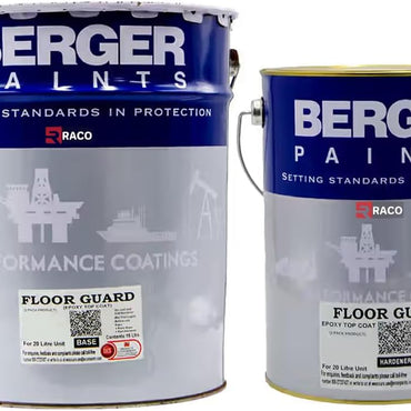 RACO Asian Paints Berger Floor Guard Epoxy Top Coat 20L Base 5L Hardener for Concrete And Wooden Floors (Minerwa Grey 295)
