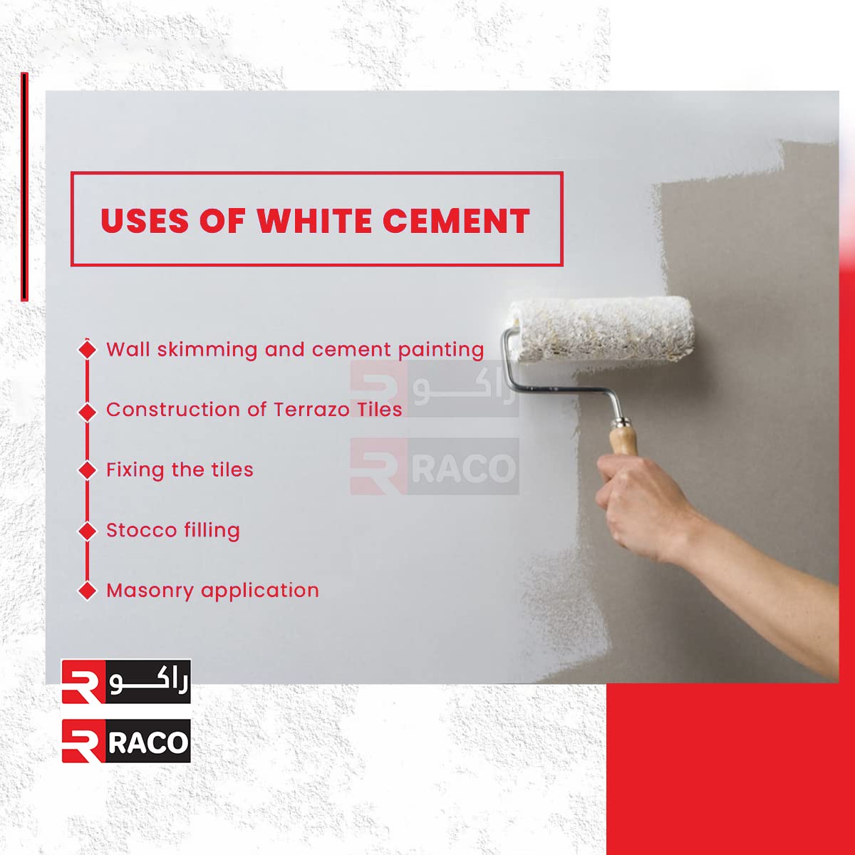 Raco White Cement Powder – Crack Filler & Universal Adhesive for Construction, Arts & Crafts, Waterproof for Bathroom & Tiles (1 Kg)