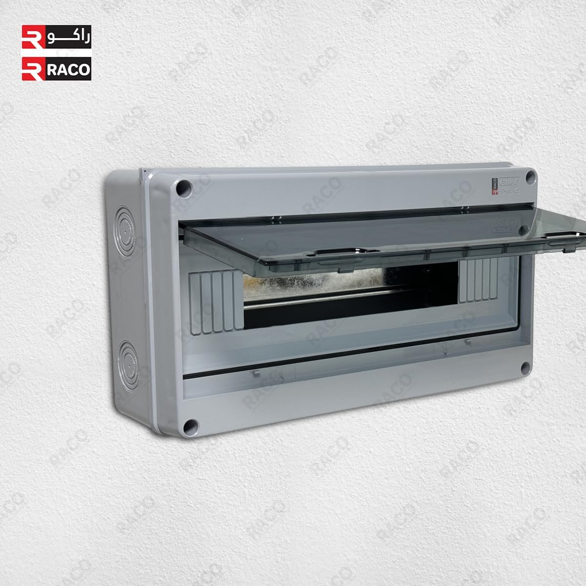 RACO MCB Distribution Box - 18-Way IP65 Waterproof Circuit Breaker Box Featuring a Transparent ABS Plastic Cover, Ideal for Household, Industrial, and Commercial Use.