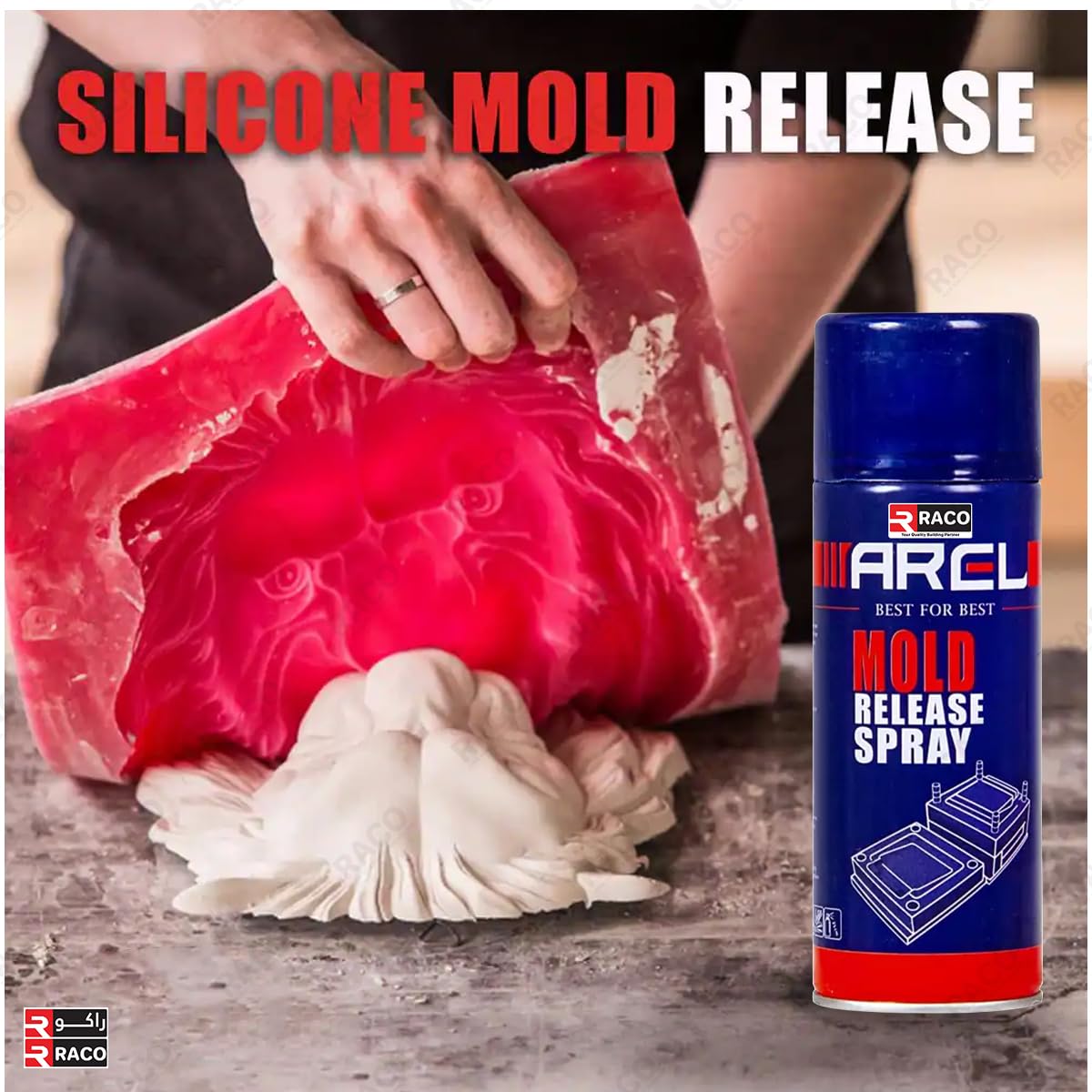 RACO Arel Mold Release Spray Non-Stick Lubricant for Smooth Mold Ejection, Ideal for Plastic, Rubber, and Metal Casting | High-Temperature Resistant, Easy Application, 450ml