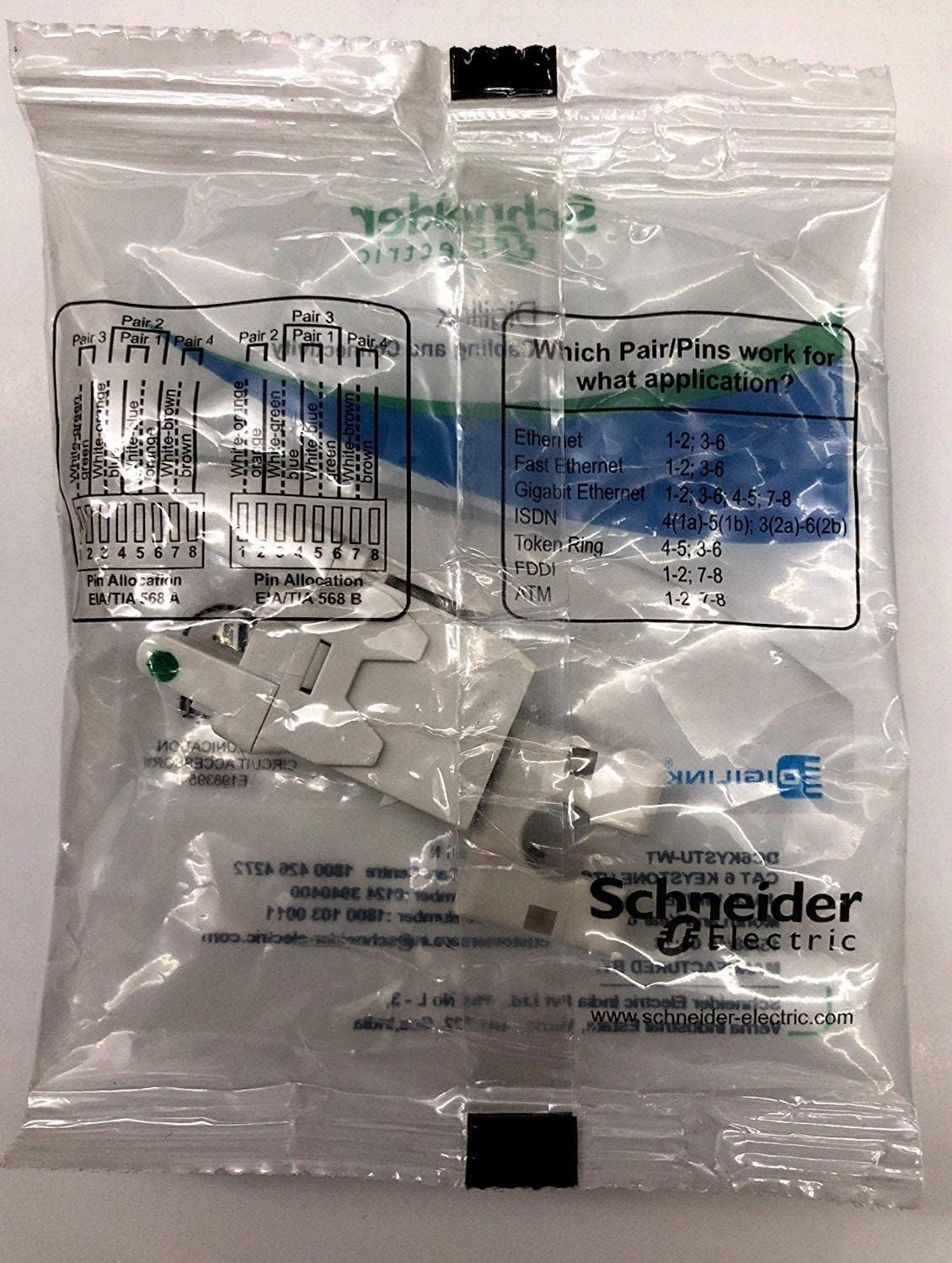 Schneider Electric Keystone RJ45 Digilink Cat6 UTP I/O Modular Jack (Pack of 10)