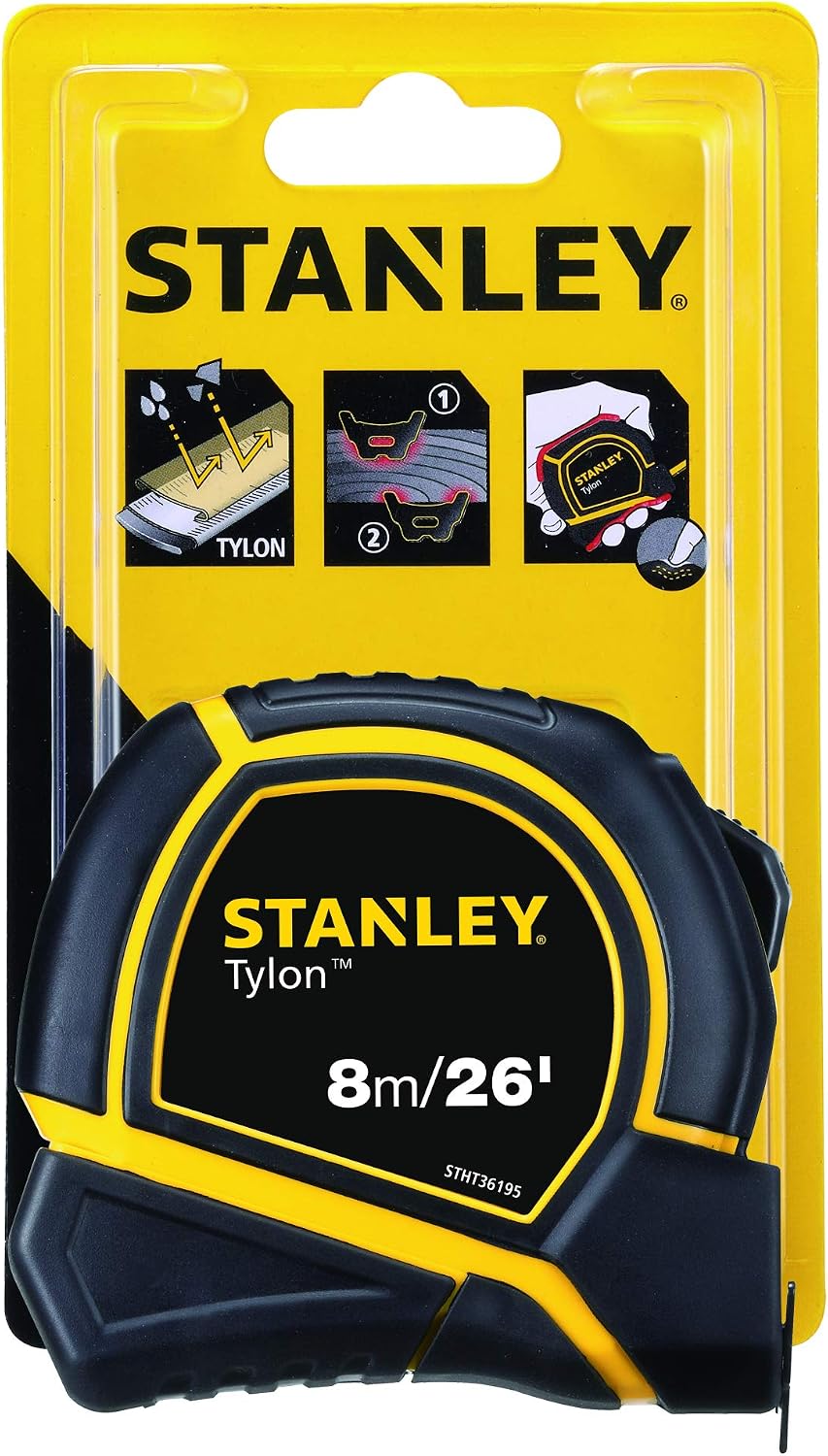 Stanley Tylon Short Tape Measure 8m/26' x 25mm, Yellow/Black - STHT36195