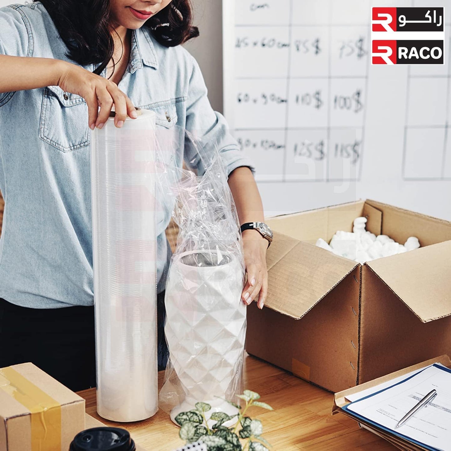 RACO Stretch Film/Wrap Cling Durable Adhering Packing Moving Packaging Heavy Duty Shrink Film Pallet Wrapping