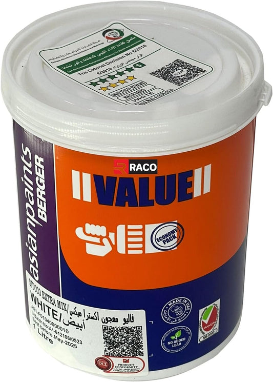 RACO Asianpaints Berger Value Stucco Extra Mix Water Based Putty Filler White