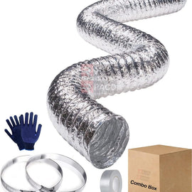 RACO Aluminum Duct Flexible Hose Dryer Vent Hose for Air Ducting with Gloves, Tape and 2 Clamps