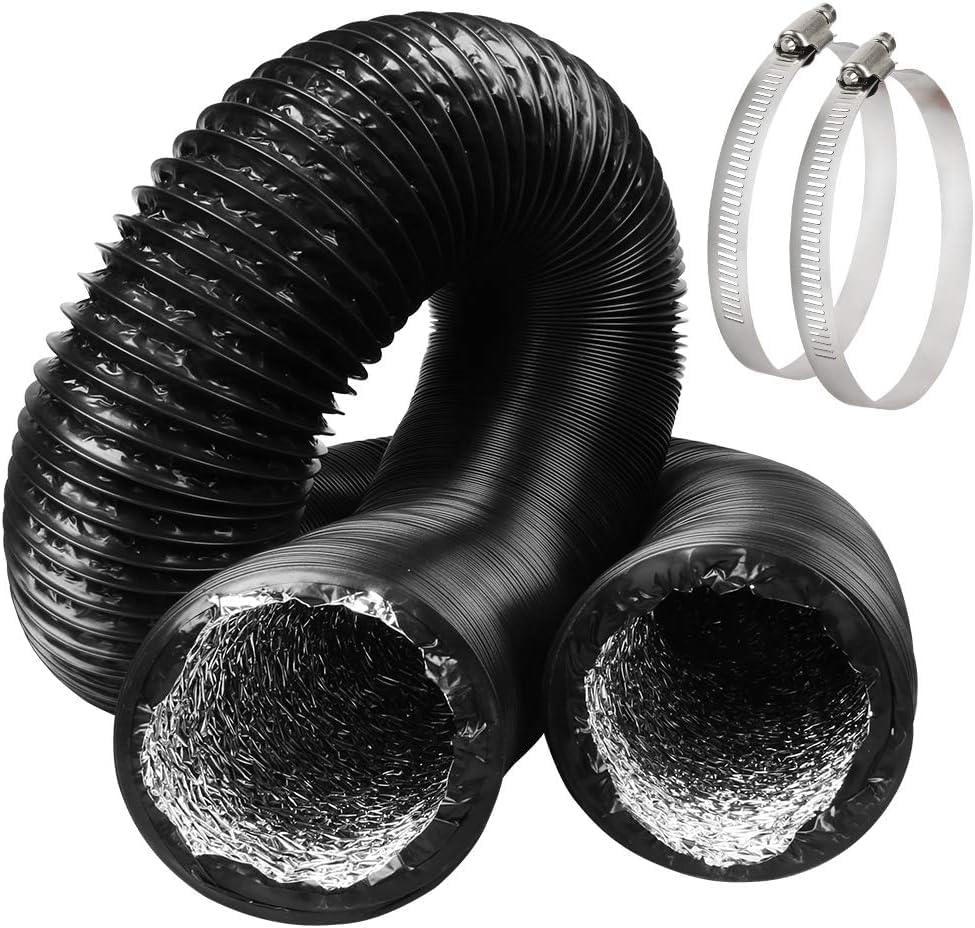 RACO Aluminium Duct Flexible PVC Coated Dryer Vent Hose for Heating Cooling Ventilation and Exhaust Fan Black