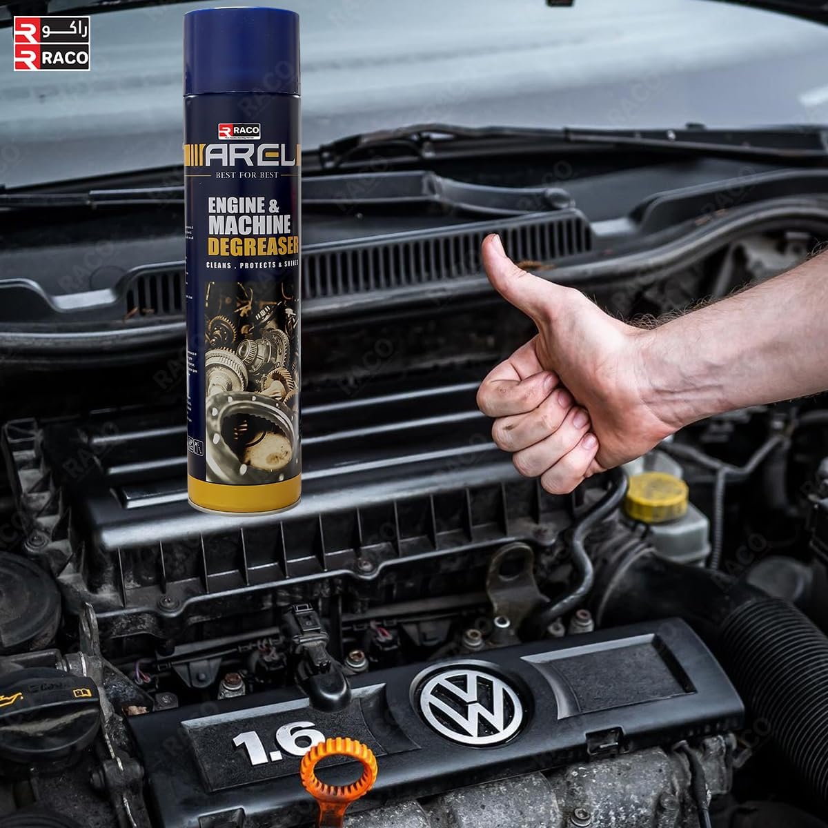 RACO Arel Engine & Machine Degreaser Spray, Heavy-Duty Formula for Powerful Oil, Grease, and Dirt Removal | Ideal for Cars, Trucks, Motorcycles, Industrial Machinery, and Tools, 700ml