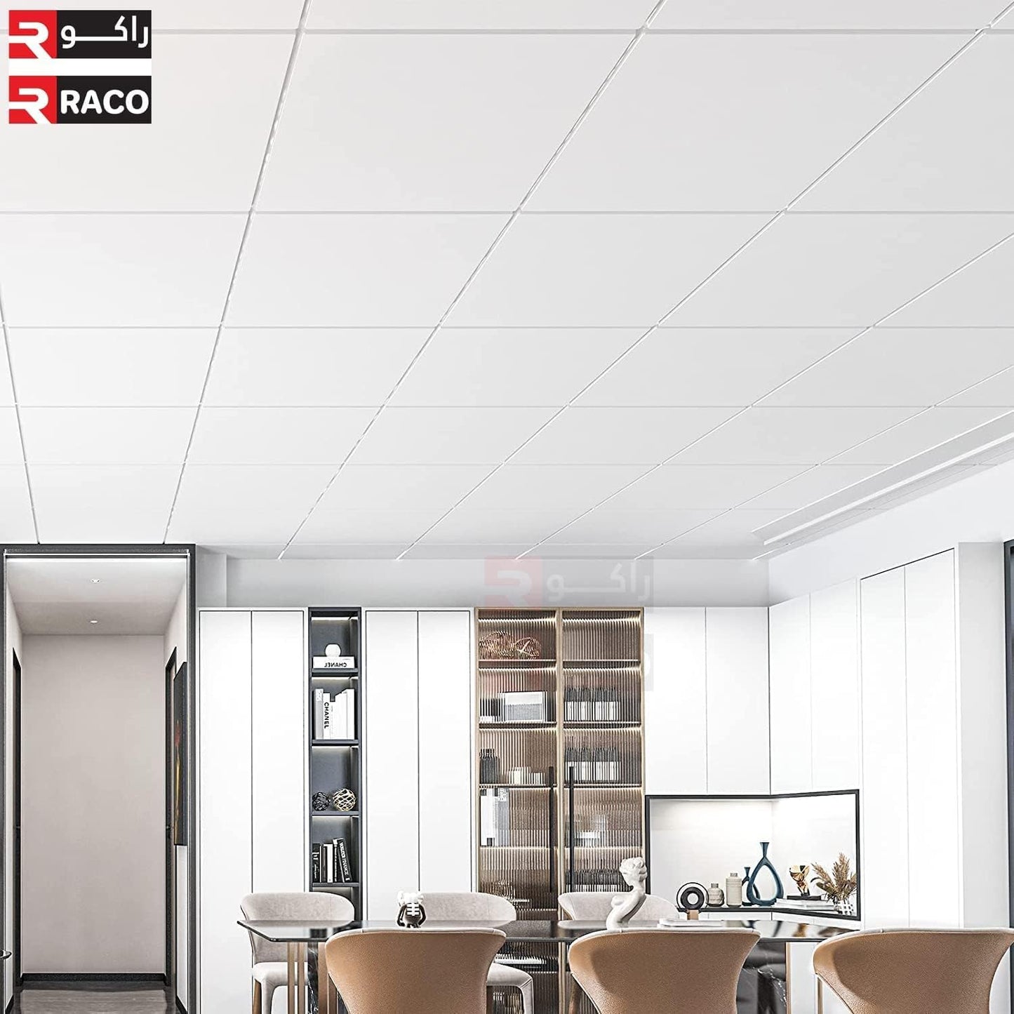 Raco Gypsum Ceiling Tiles, Ultra-Thin Bright White 595x595x7mm, Pack of 8